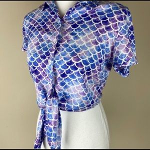 Spencer’s mermaid scale galaxy button up top